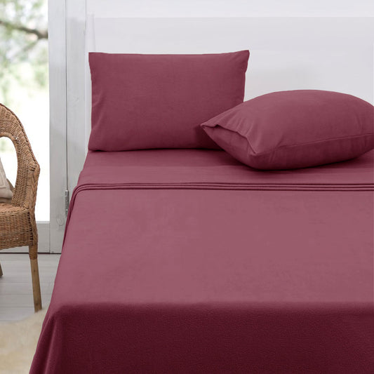 Polar Fleece Sheet Set Queen 36cm Wall Rosewood - Artex