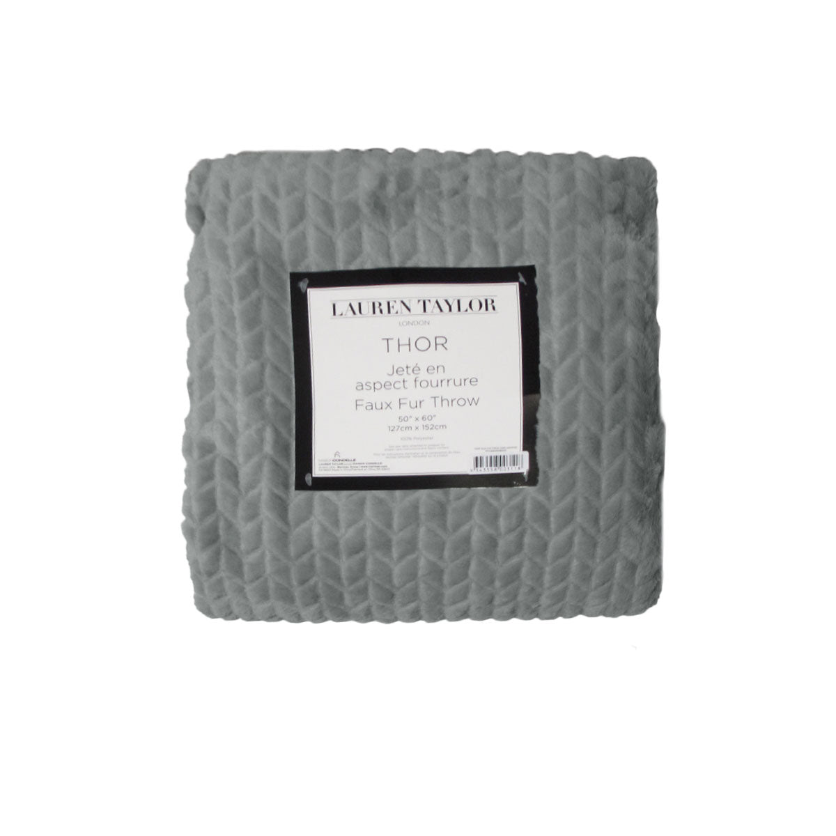 Herringbone Faux Fur Throw Rug Grey - Artex