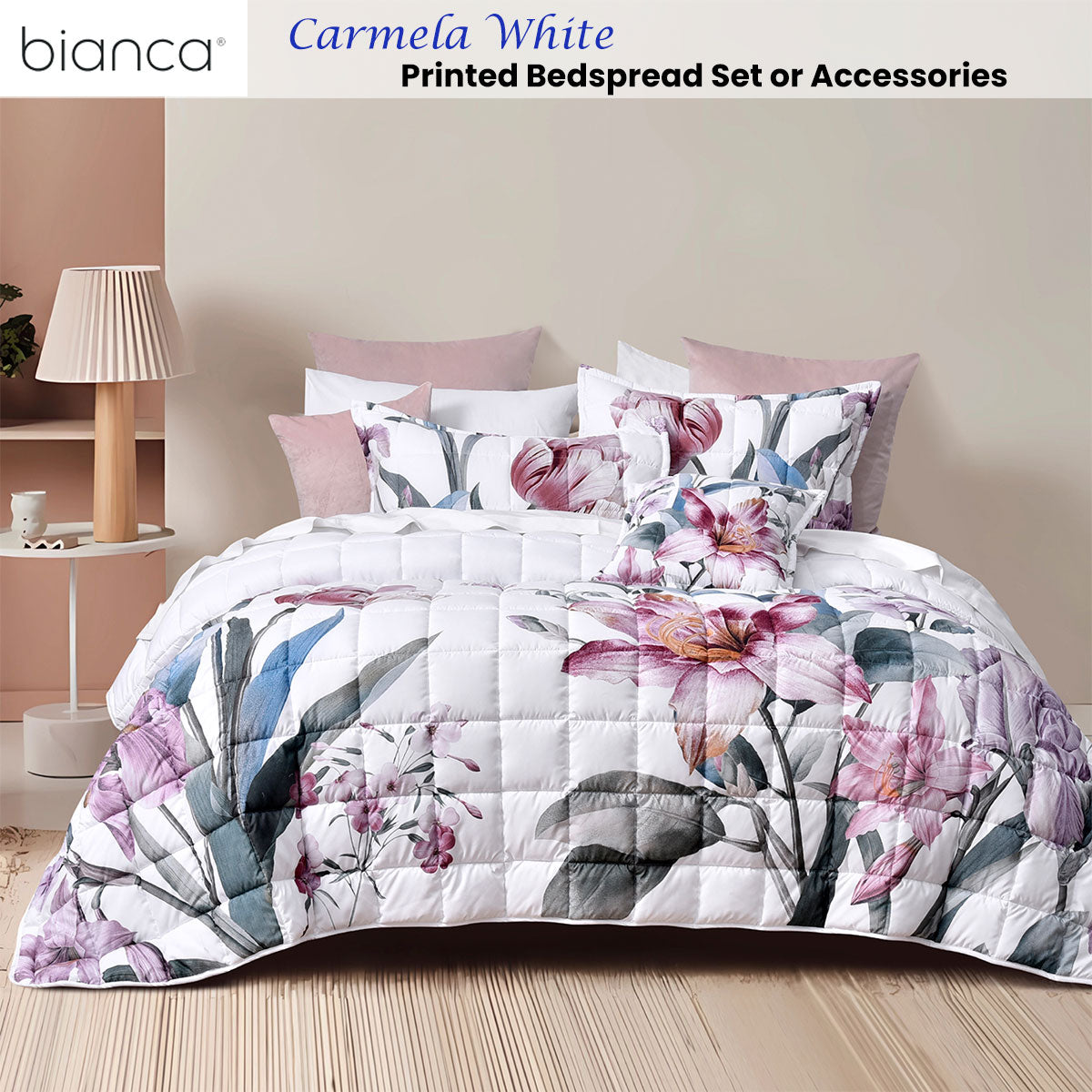 Carmela White Polyester Bedspread Set Single