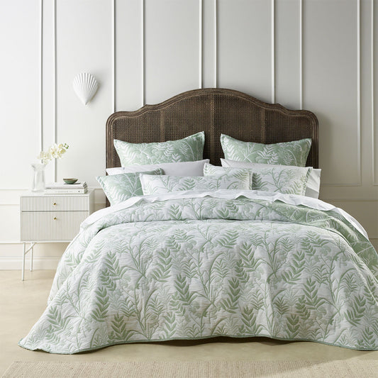 Bianca Eden Sage Jacquard Bedspread Set Double