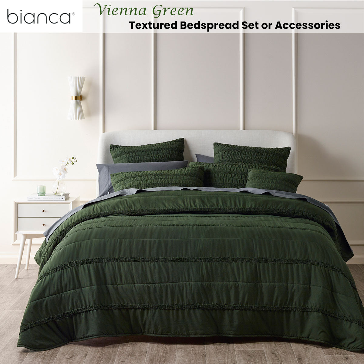 Vienna Green Textured Bedspread Set King