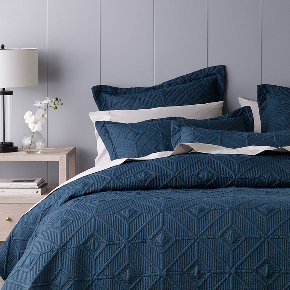 Kazimir Navy Polyester Coverlet Set Single/Double