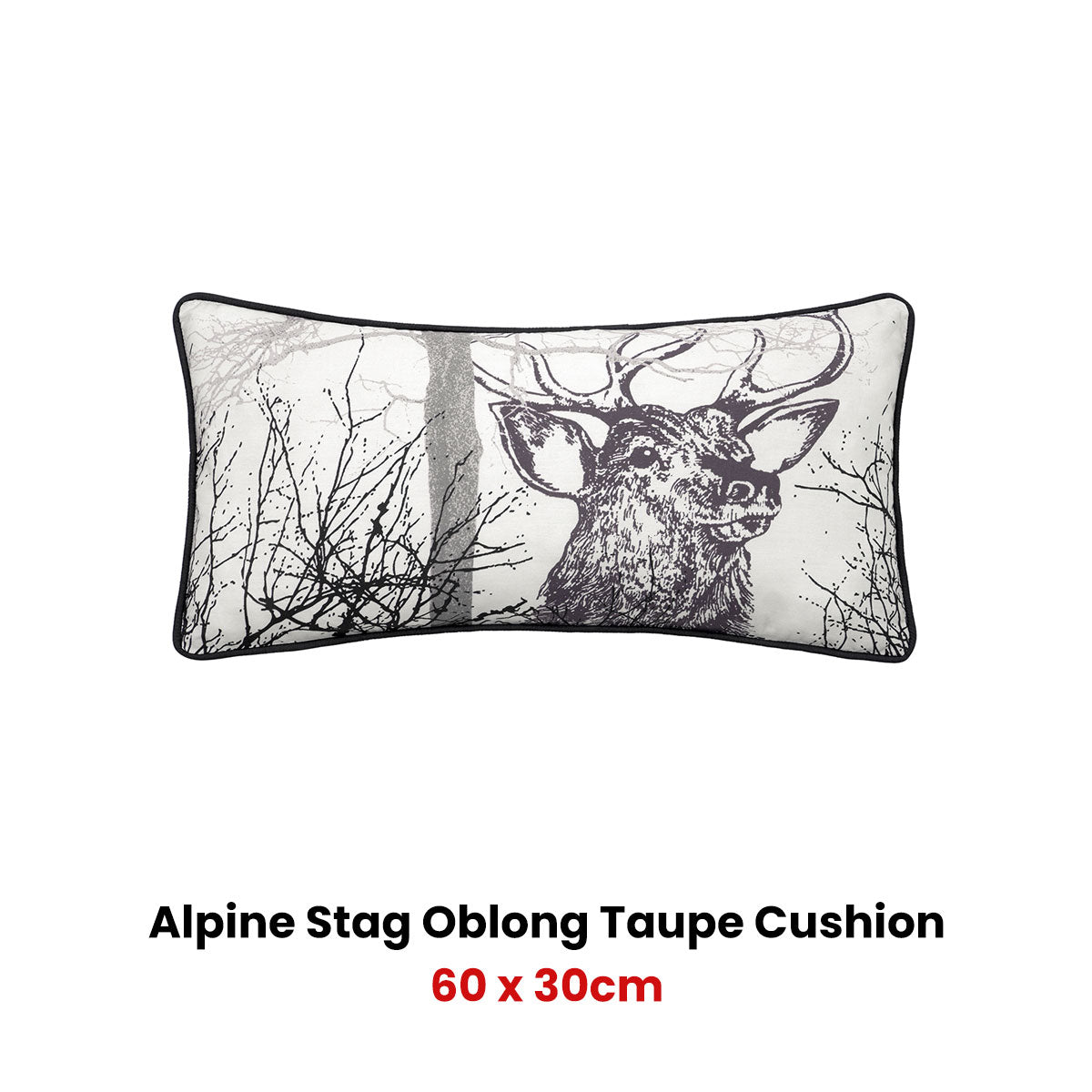 Alpine Stag Taupe Jacquard Oblong Filled Cushion