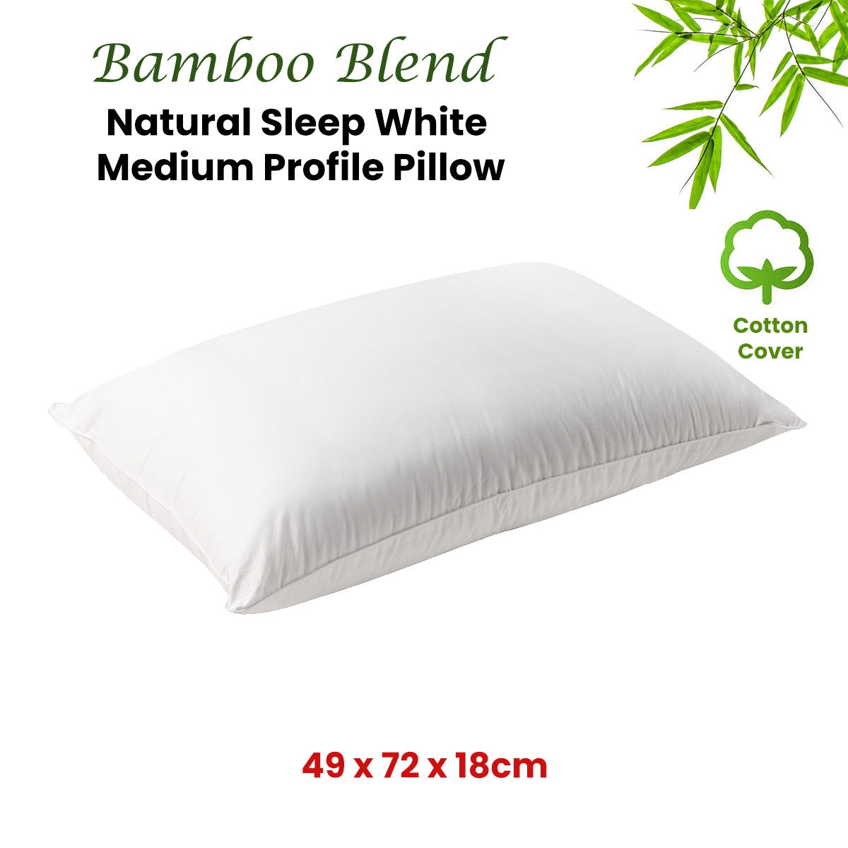 Natural Sleep White Bamboo Blend Medium Profile Pillow