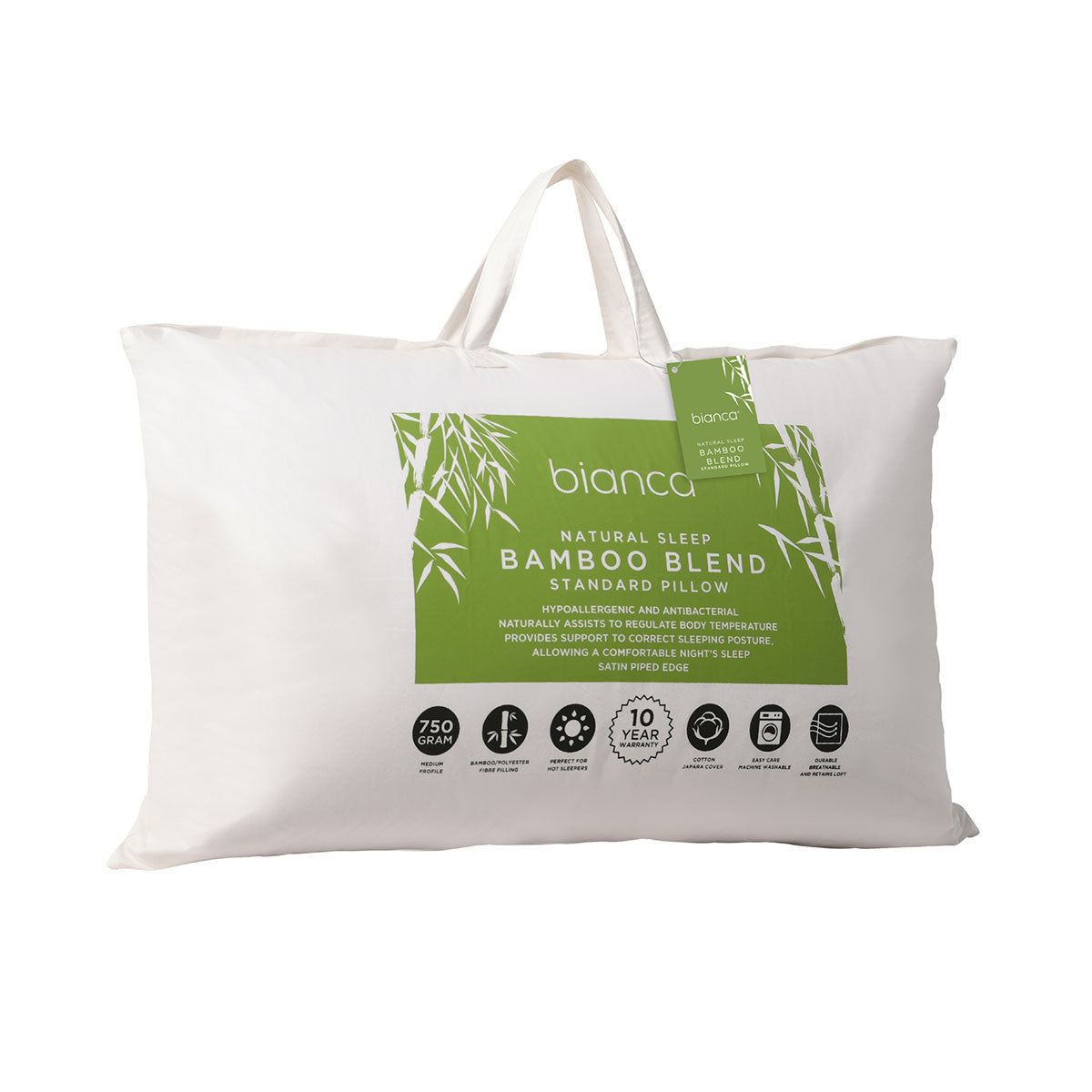 Natural Sleep White Bamboo Blend Medium Profile Pillow