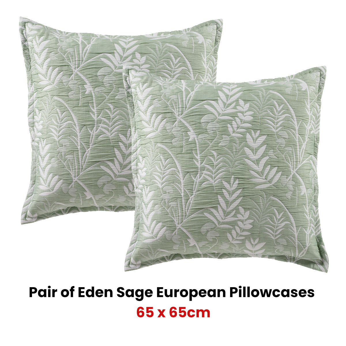 Pair of Eden Sage European Pillowcases