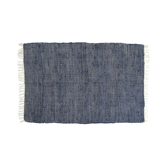 Large Chindi Cotton Handmade Floor Mat with Tassels 90 x 150 cm Navy