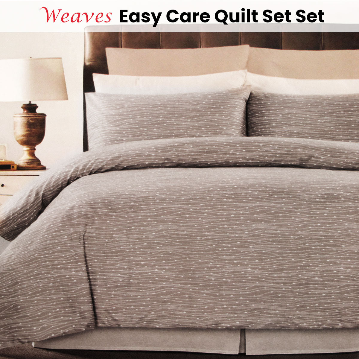 Quilt Cover Set Weaves Coffee Easy Care King