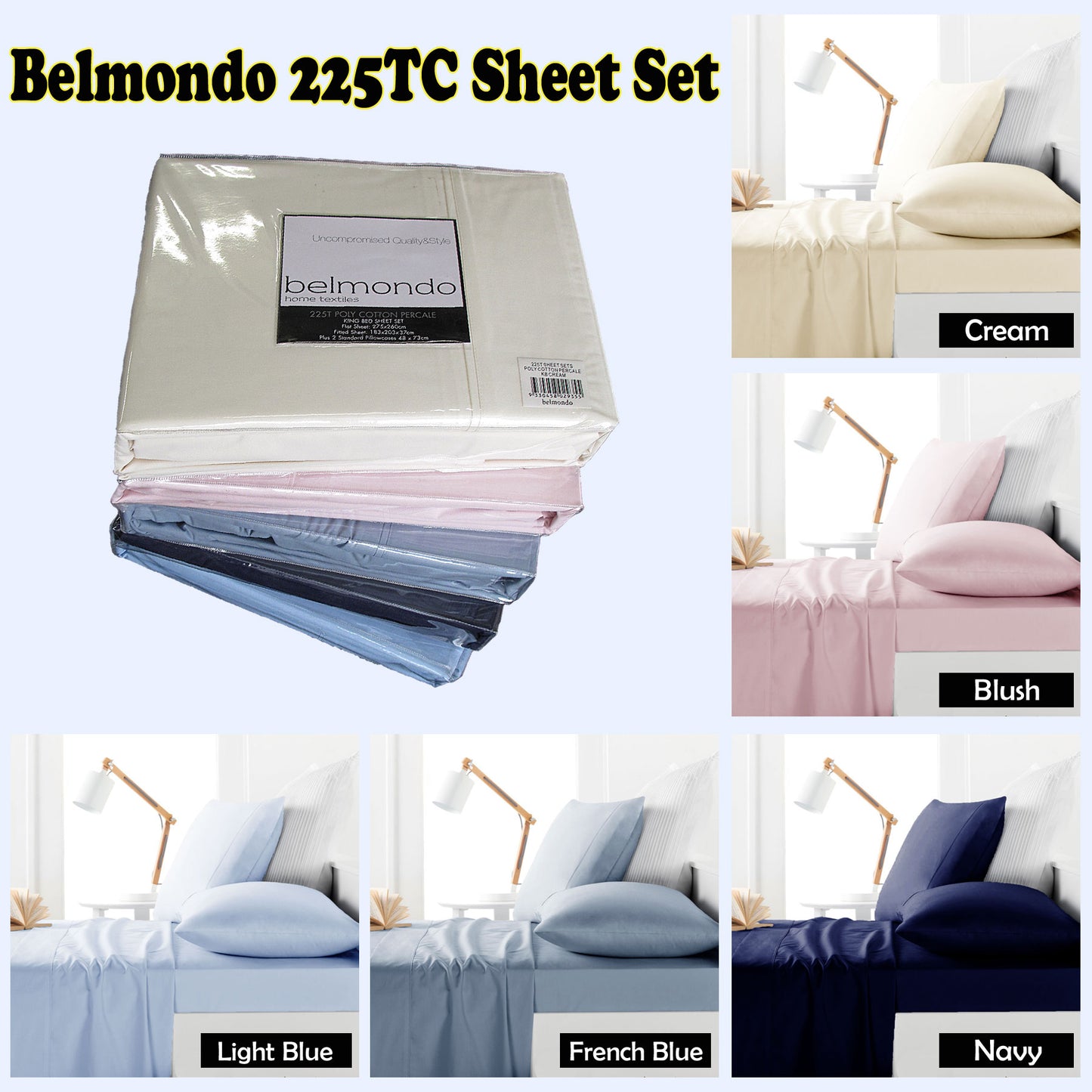 Sheet Set Belmondo 225TC Light Blue - King