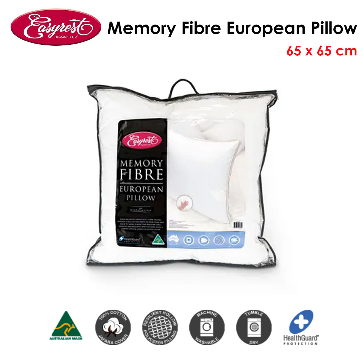 Easyrest Memory Fibre European Pillow 65 x 65 cm