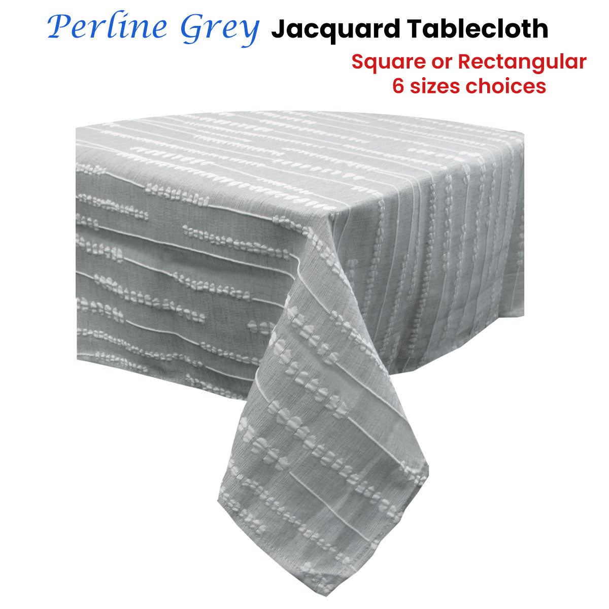 Tablecloth Jacquard Polyester Perline Grey 160 x 230 cm