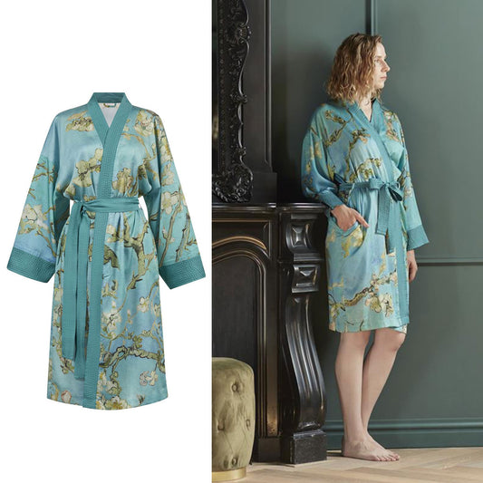 Kimono Bath Robe Large/Extra Large Bedding House Van Gogh Almond Blossom Blue