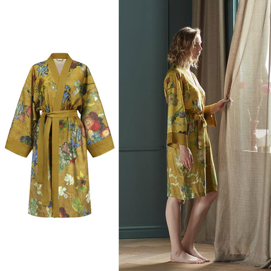 Kimono Bath Robe Large/Extra Large Bedding House Van Gogh Partout des Fleurs Gold