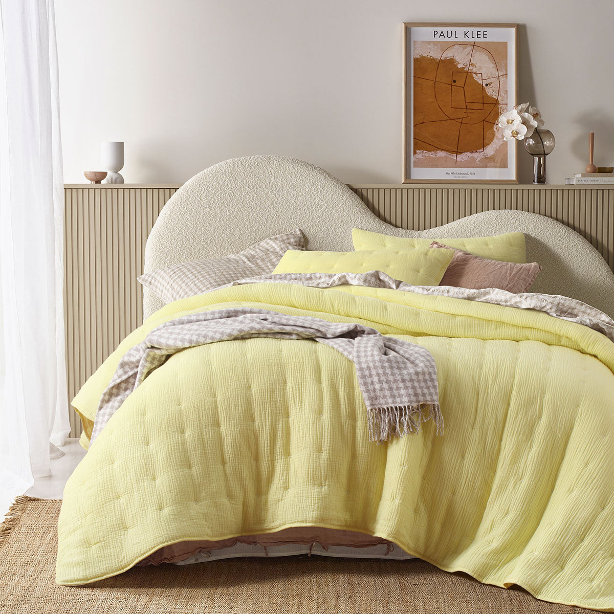 Comforter Set King Vintage Design Homewares Hugo Cotton Gauze Quilted Butter 3 Piece