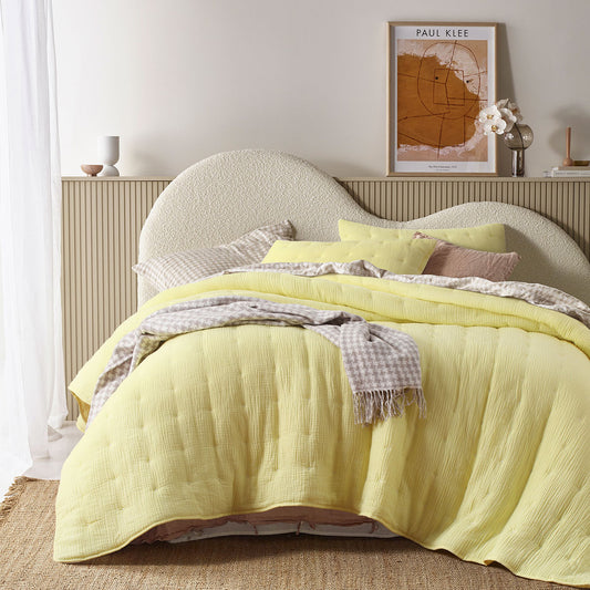 Comforter Set Queen Vintage Design Homewares Hugo Cotton Gauze Quilted Butter 3 Piece