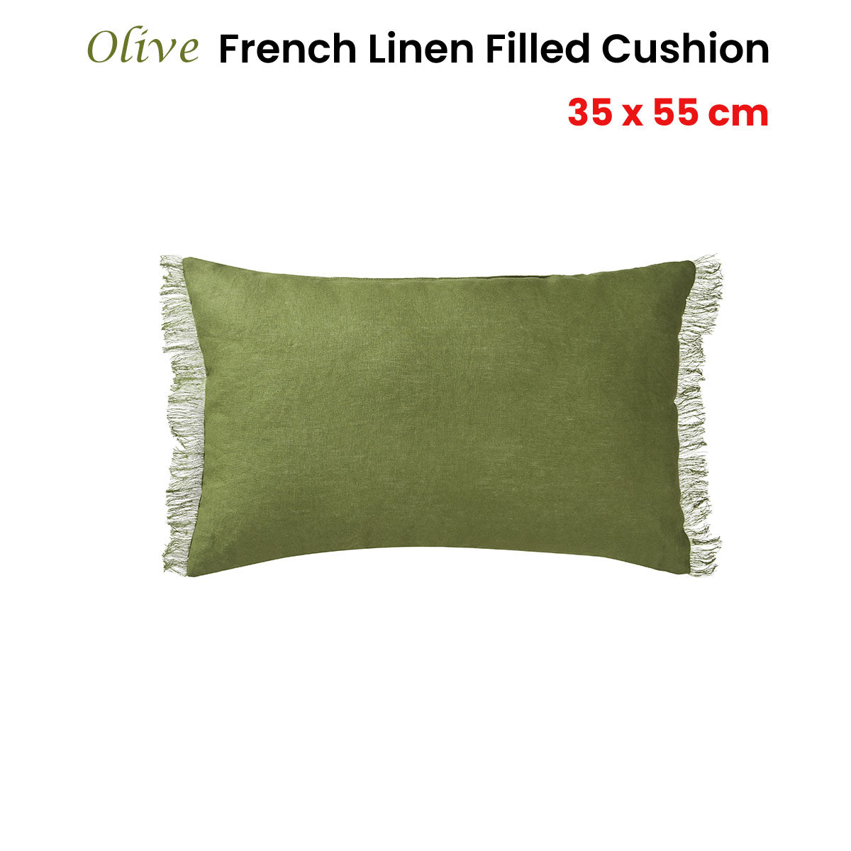 Vintage Design Homewares Olive French Filled Cushion Oblong - 35cm x 55cm