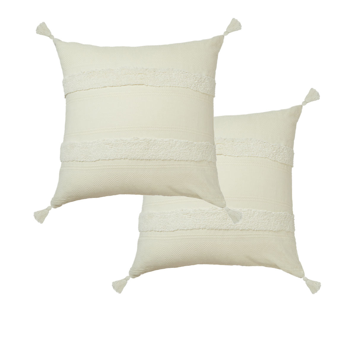 Pillowcases Accessorize Pair Indra Cotton Tassel European - Off White
