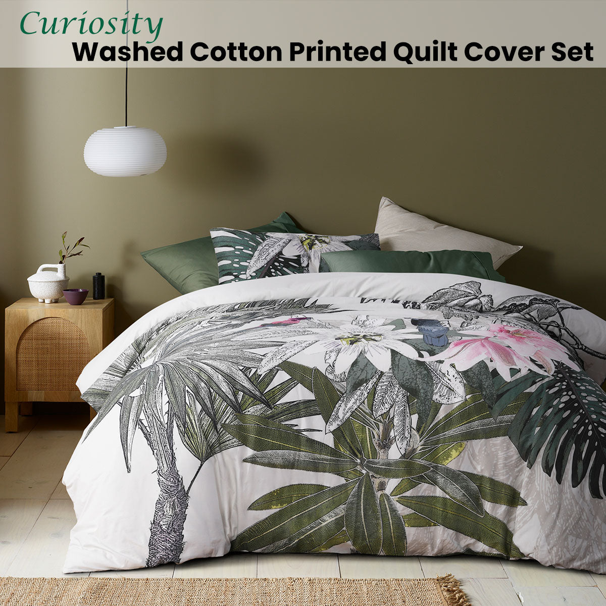 Quilt Cover Set King Accessorize Curiosity Washed Cotton Printed