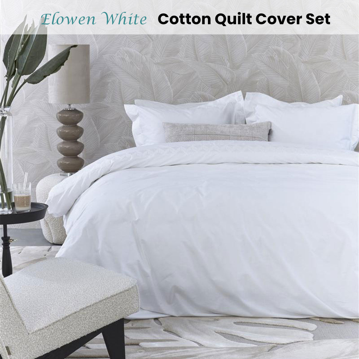 Quilt Cover Set King Riviera Maison Elowen White Cotton