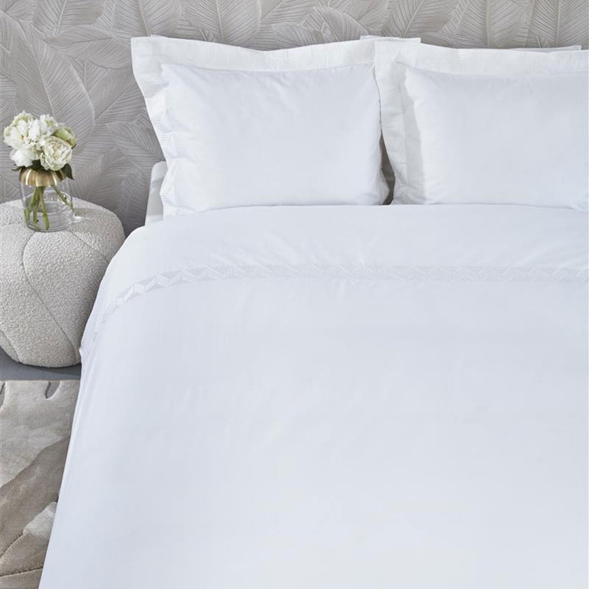 Quilt Cover Set Queen Riviera Maison Elowen White Cotton