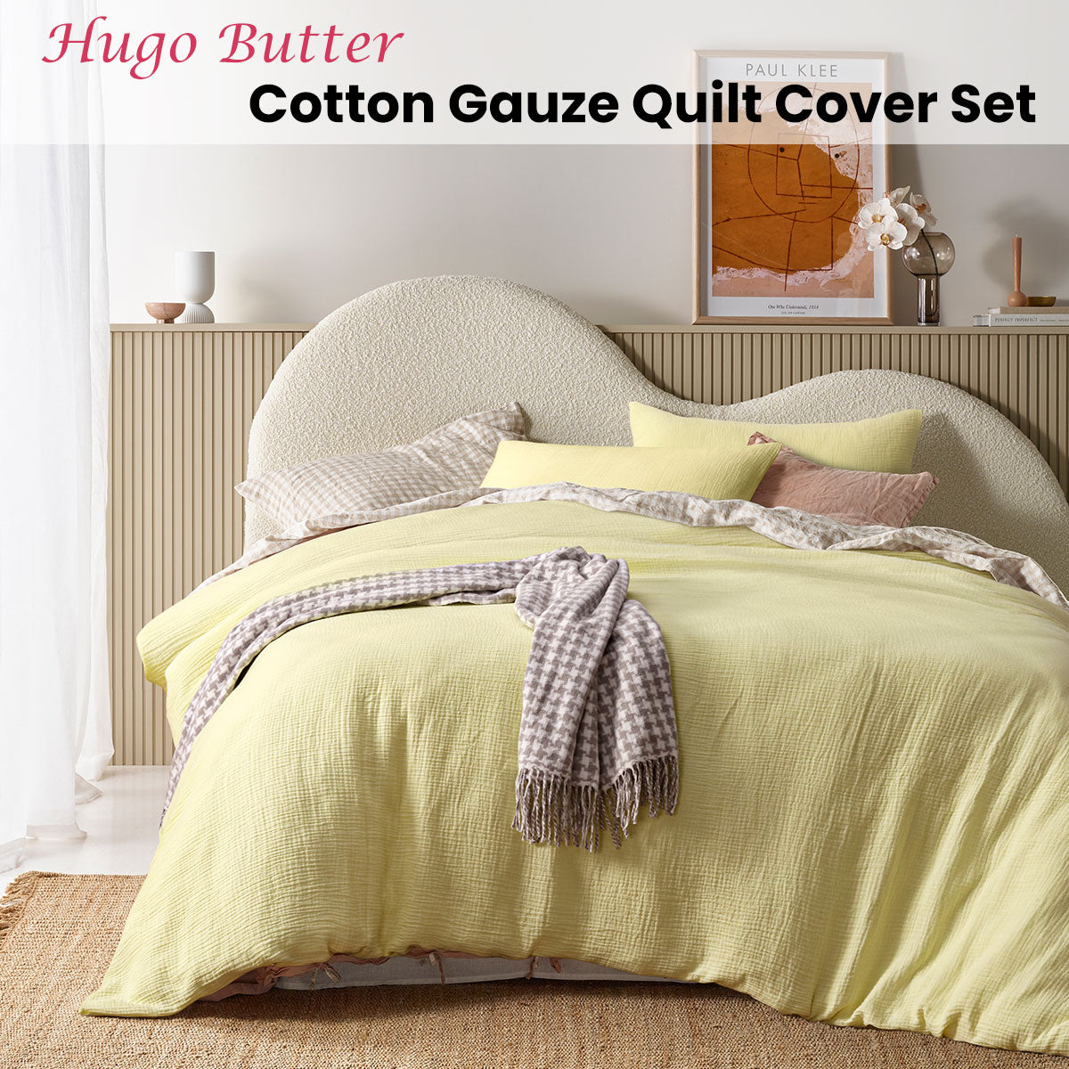 Quilt Cover Set Vintage Design Homewares Hugo Butter Cotton Gauze - King
