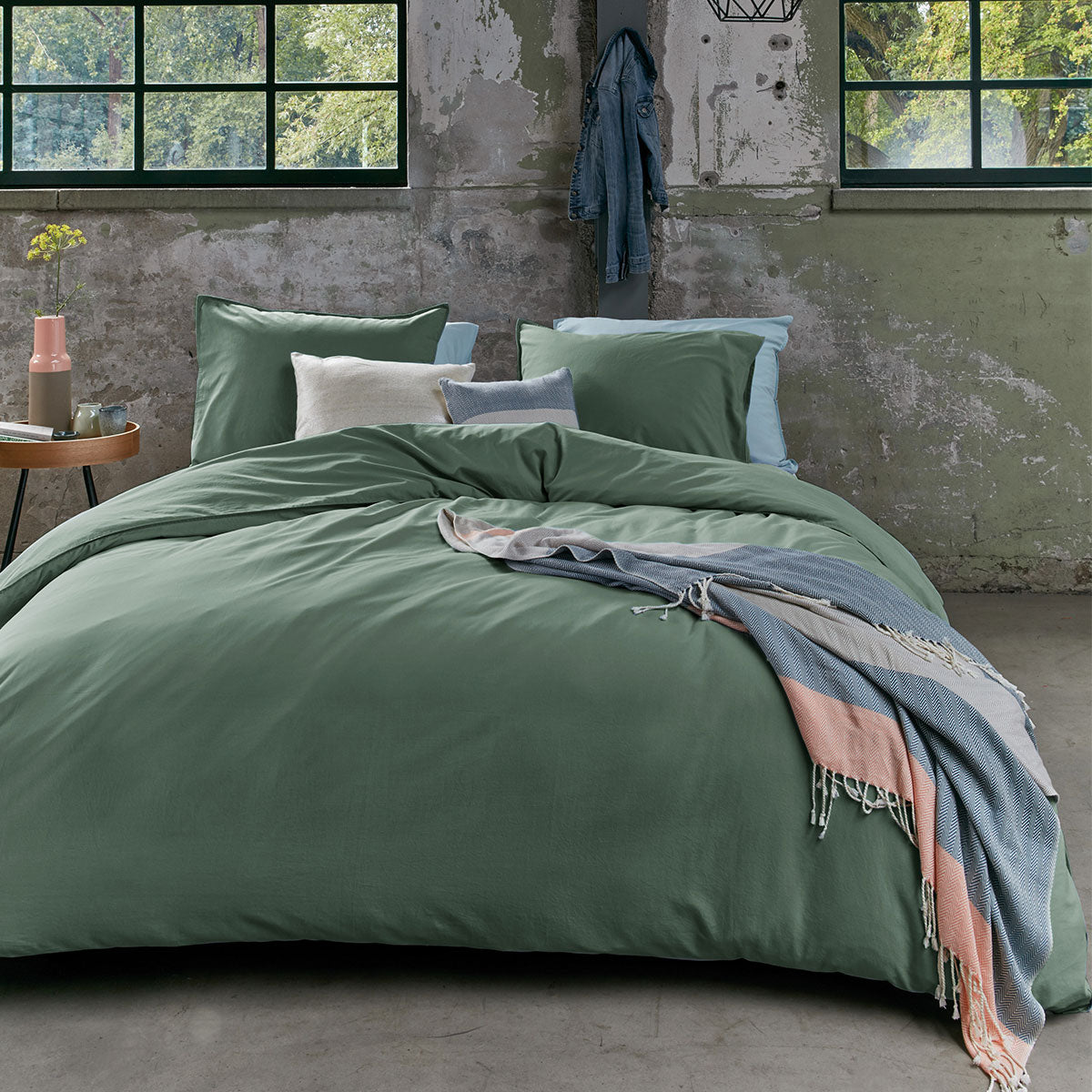 Bedding House Organic Cotton Basic Green Quilt Cover Set King