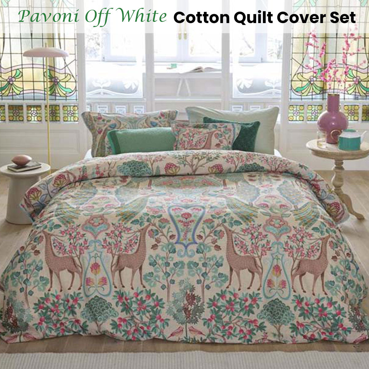 PIP Studio Pavoni Off White Cotton Quilt Cover Set - Queen