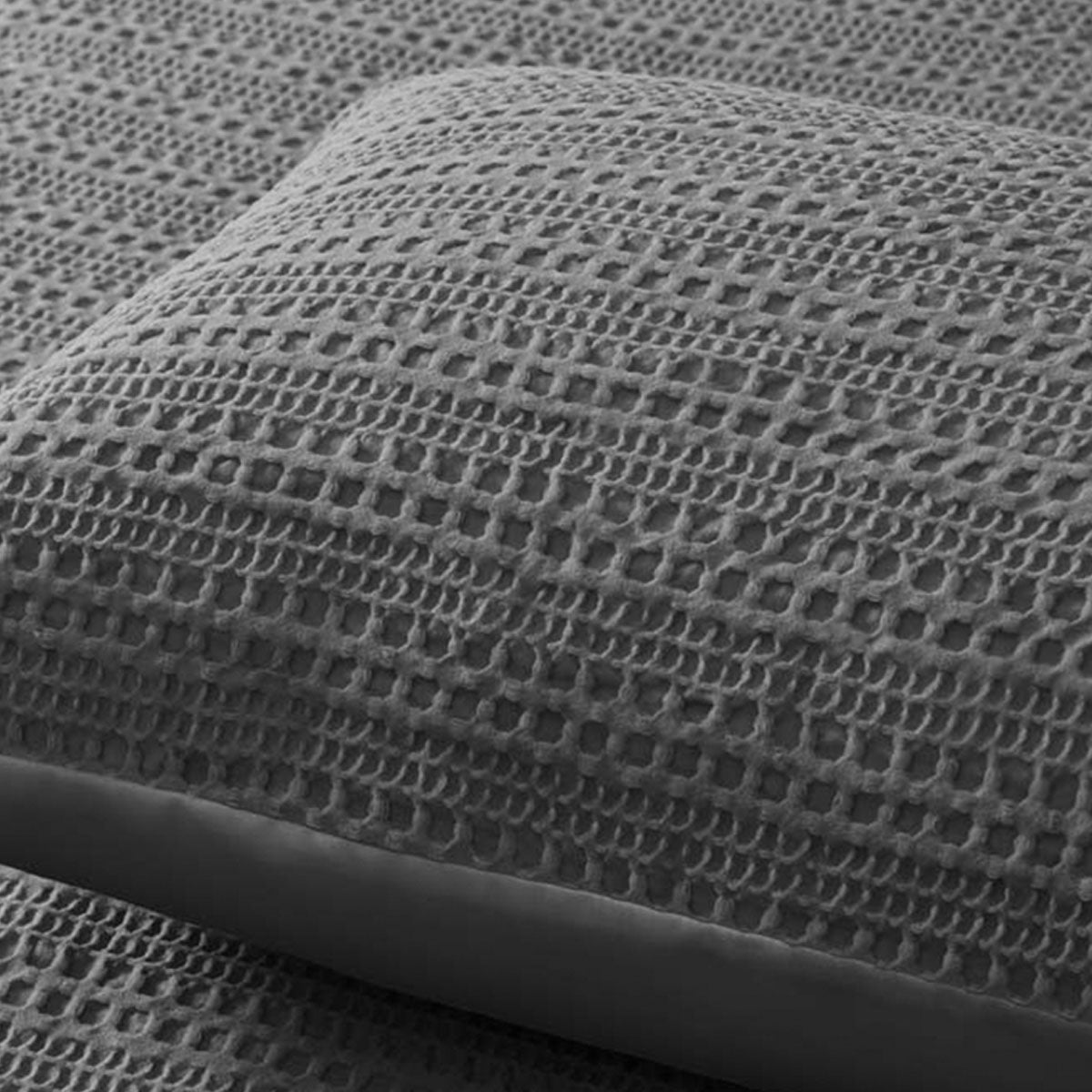 Accessorize Waffle Dark Grey Quilt Cover Set - Queen