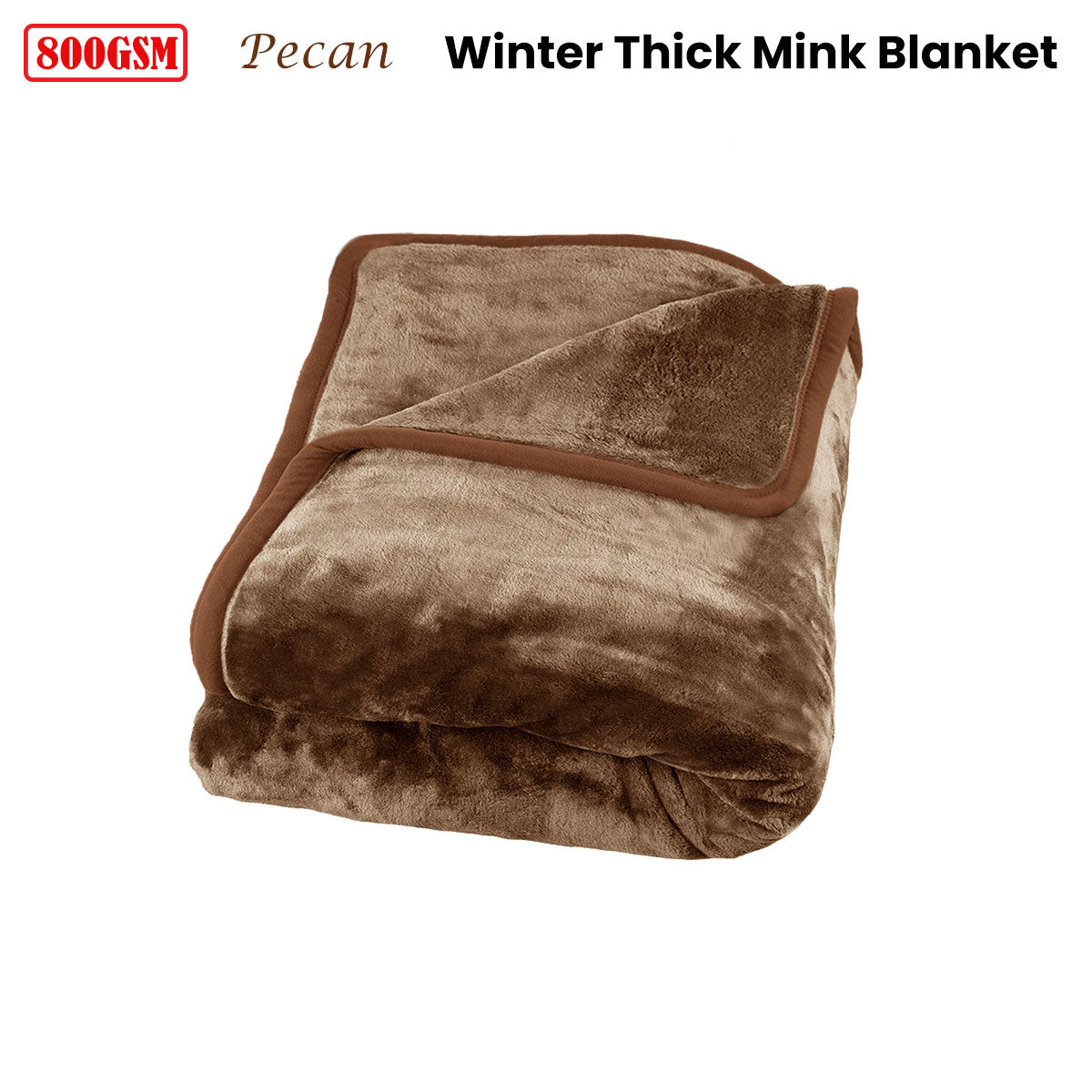 Mink Blanket J Elliot Home 800GSM Luxury Winter Thick - Pecan Queen