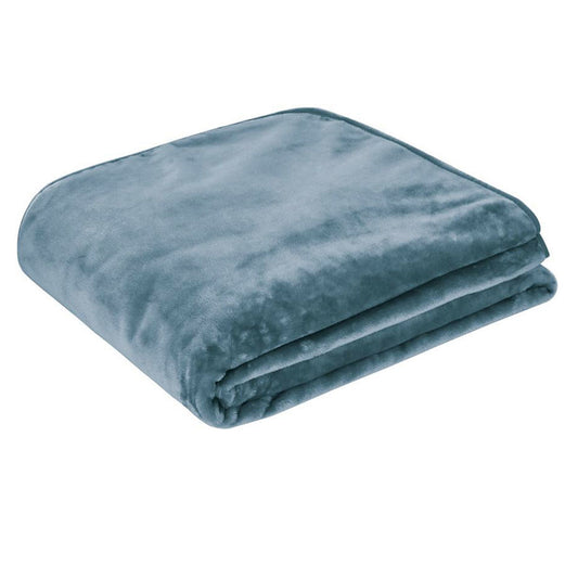 J.Elliot Home 450gsm Solid Faux Mink Blanket Steel Blue