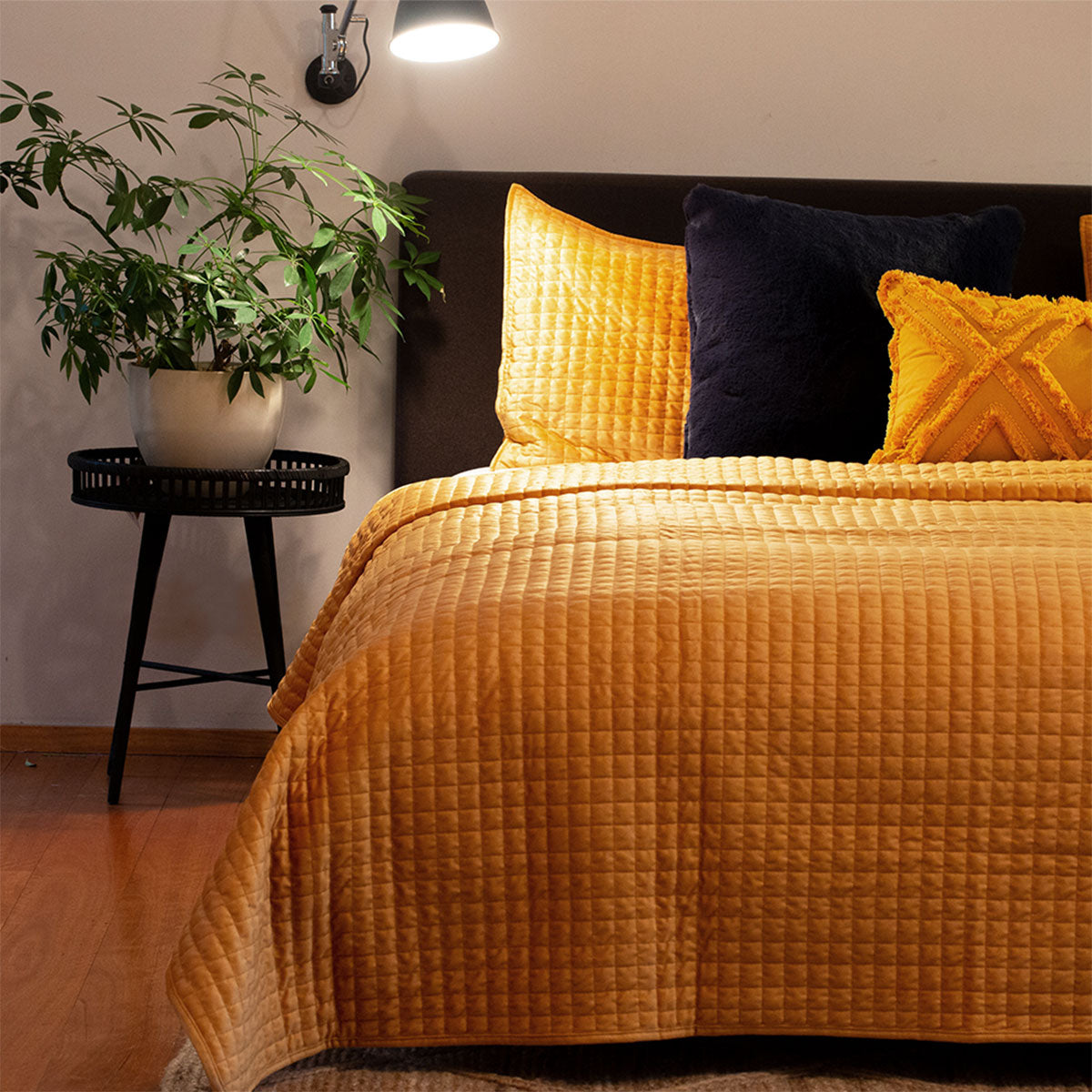 Quilted Coverlet Set Queen/King J.Elliot Home Adela Velvet Mustard