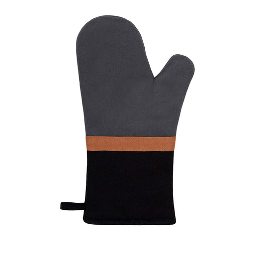 J Elliot Home Selby Cotton Oven Mitt 34 x 15 cm Charcoal & Black