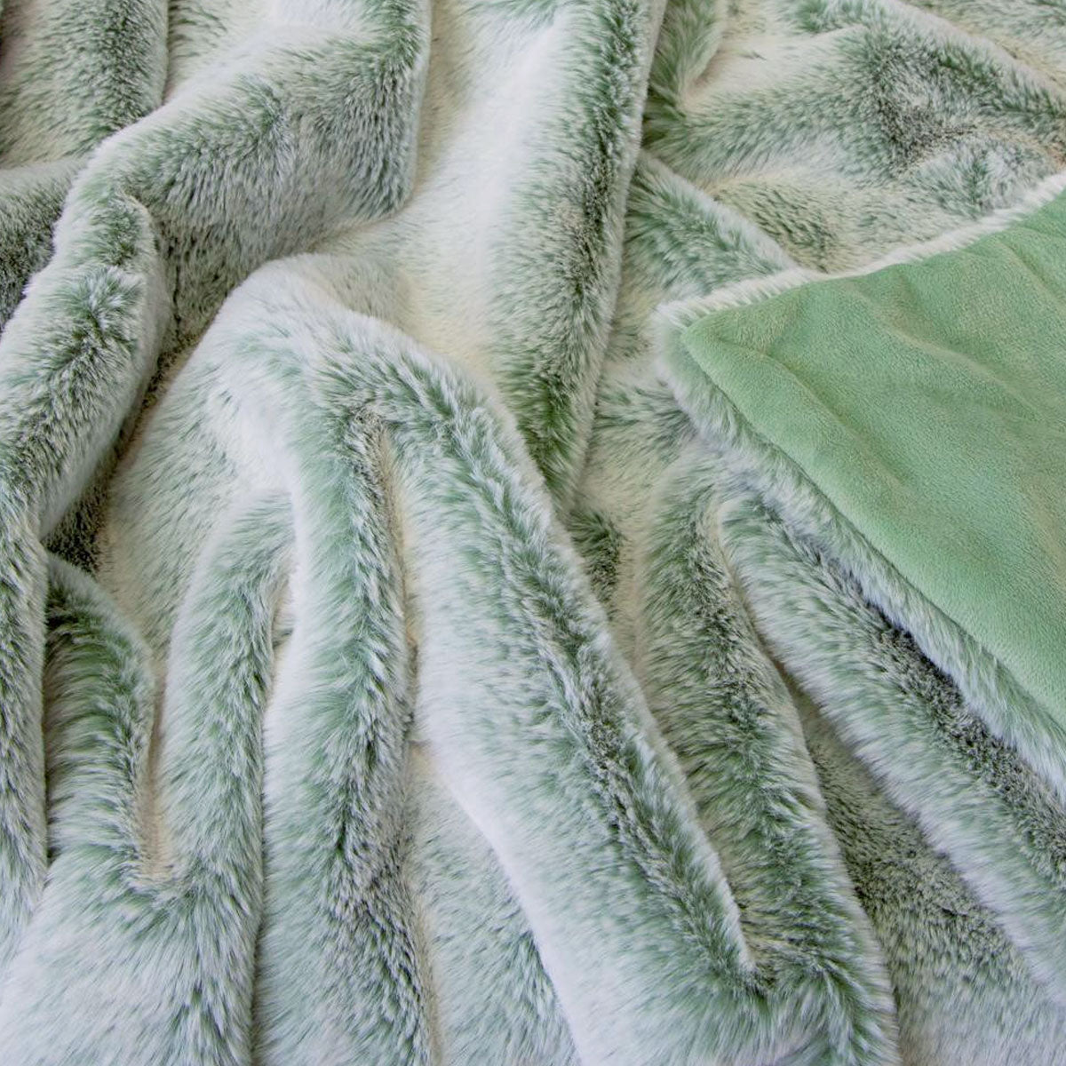 Faux Fur Throw Rug J Elliot Home Archie Sage 130 x 160 cm