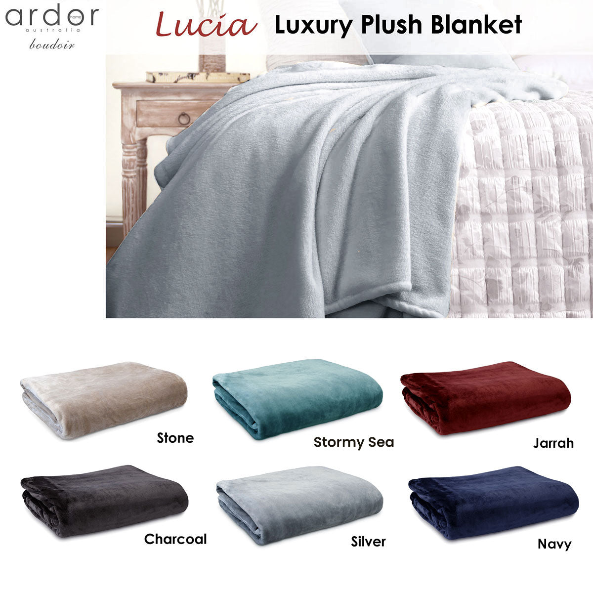 Ardor Lucia Luxury Push Blanket Charcoal Queen