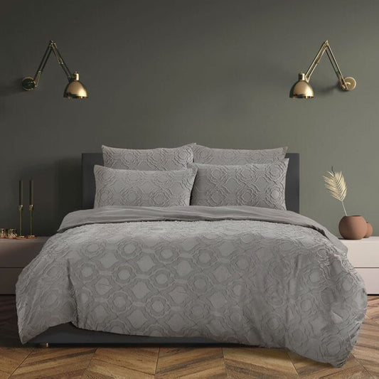 Comforter Set 5-Piece Millicent Storm Grey Queen - Ardor