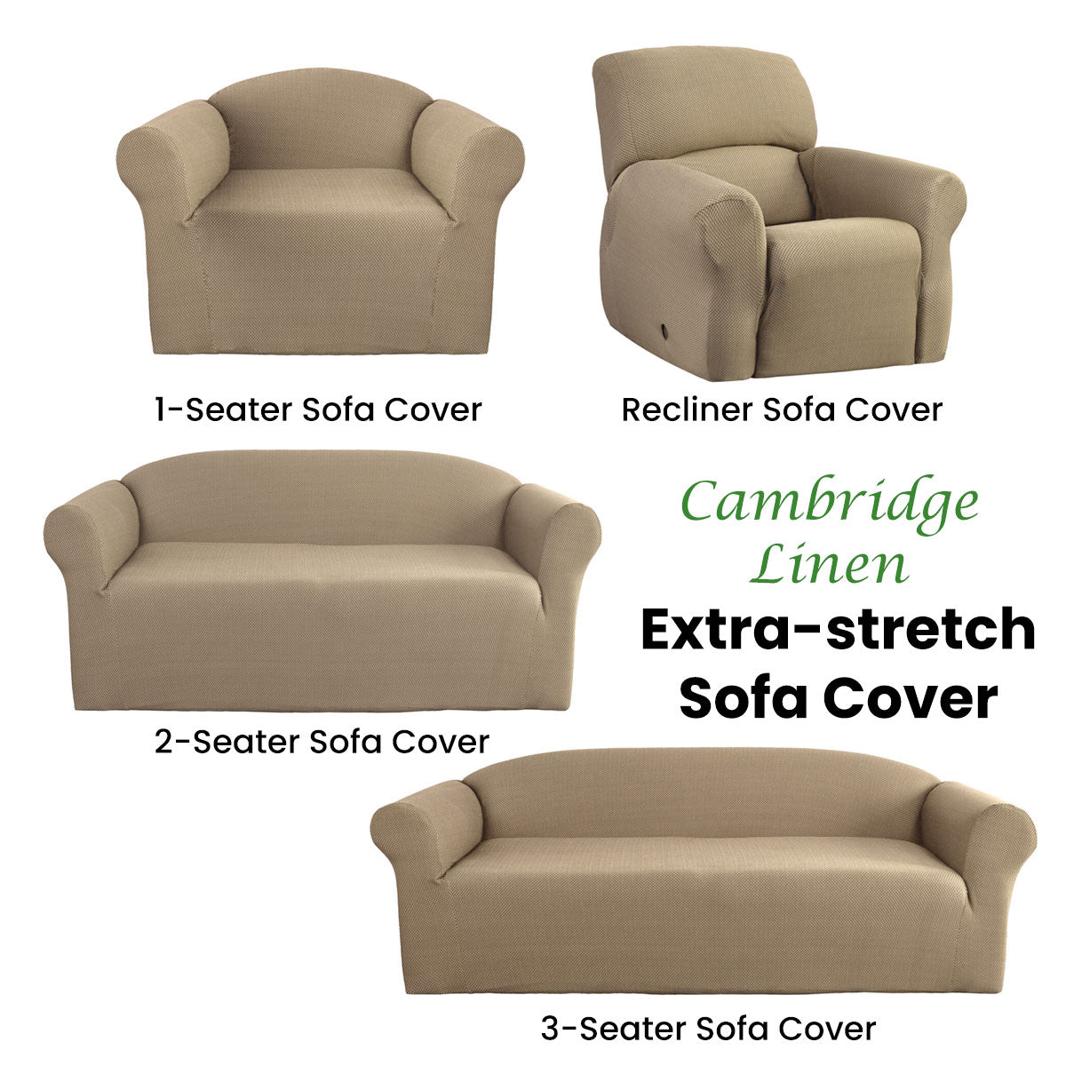 Cambridge Extra-stretch Couch Cover One Seater Linen