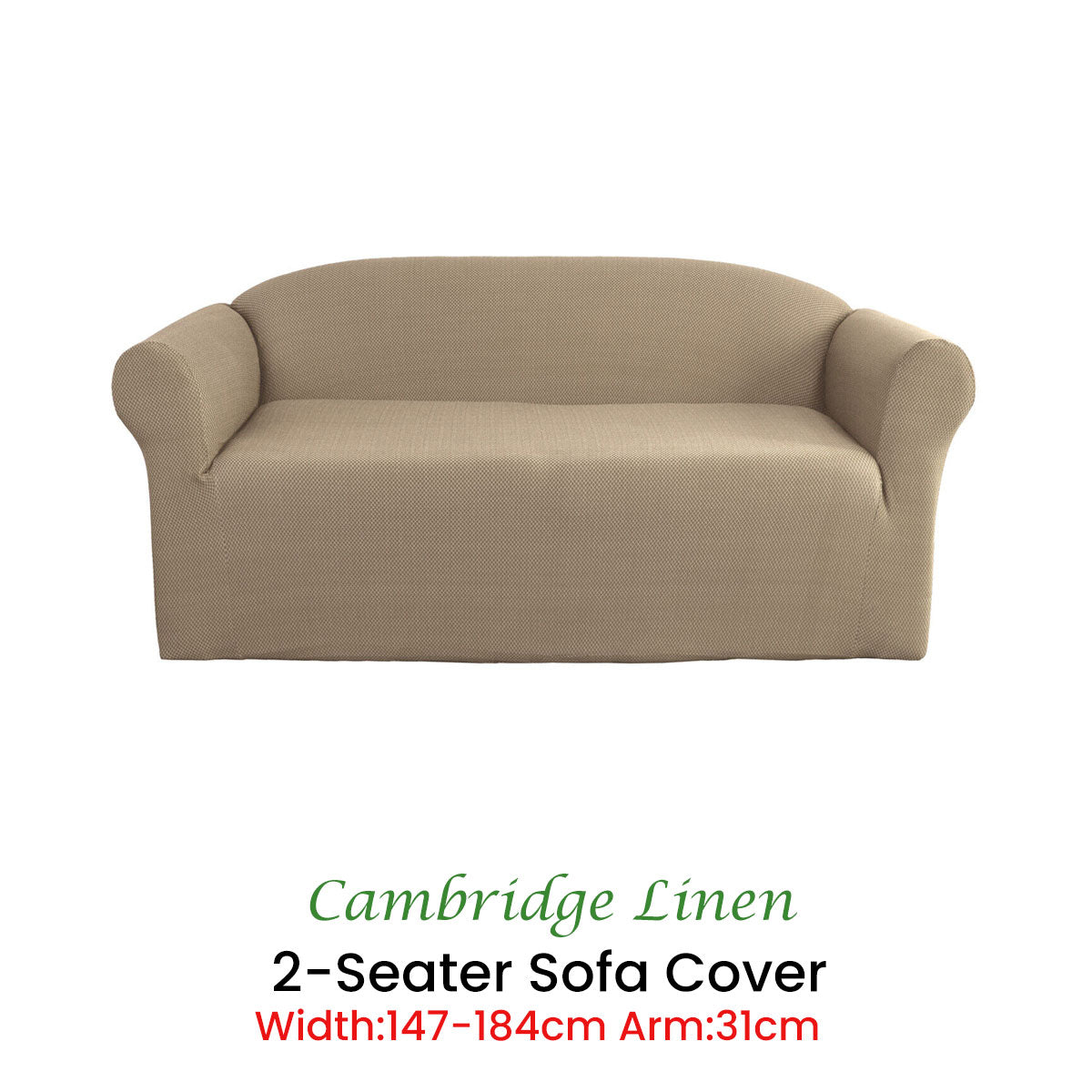 Cambridge Extra-stretch Couch Cover Two Seater Linen