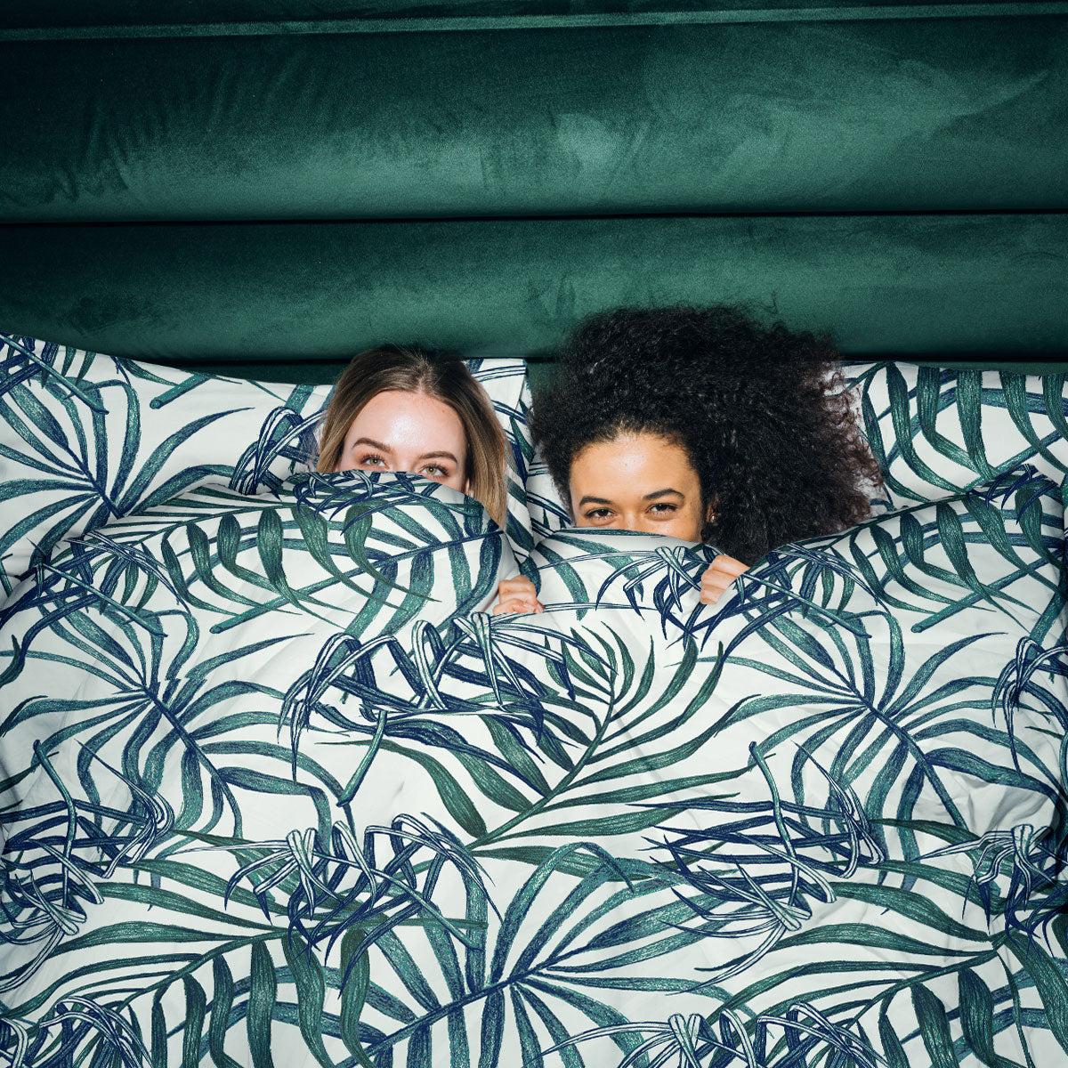 Quilt Cover Set Palms Blue Polyester Cotton King - Ardor