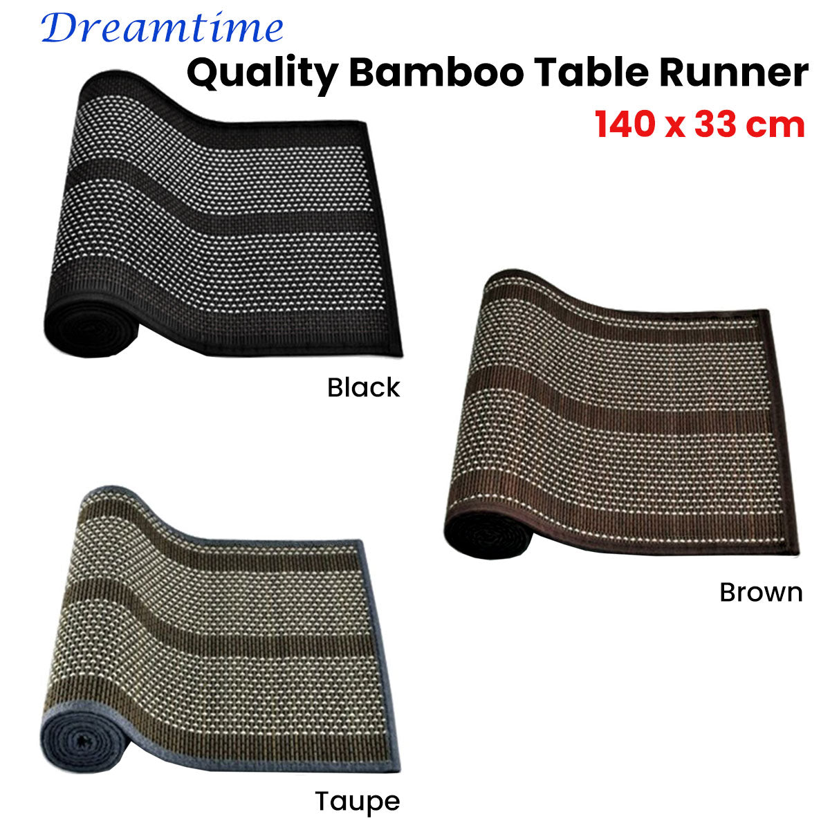 Dreamtime Bamboo Table Runner 140 x 33cm Brown