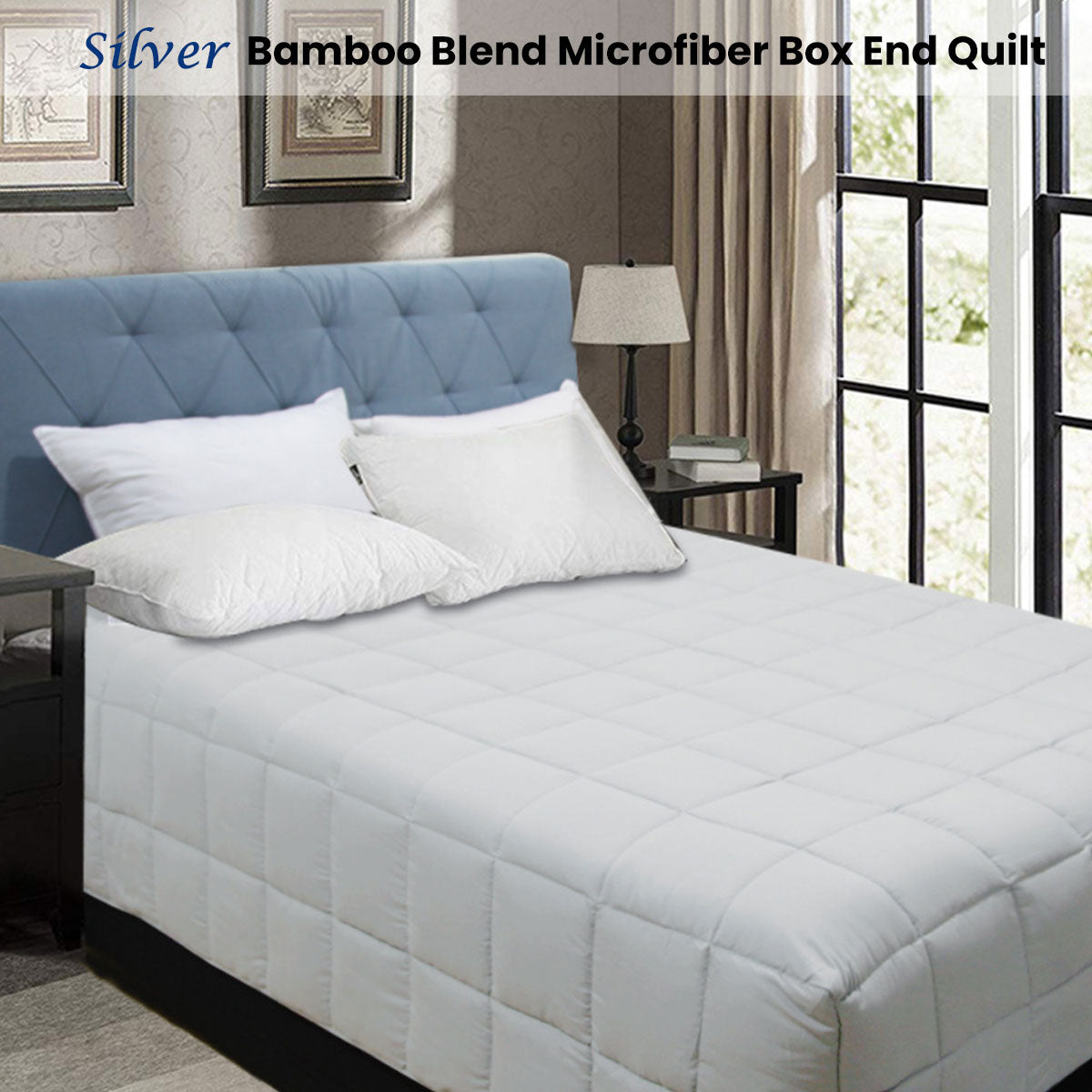 Shangri La Bamboo Blend Microfiber Box End Quilt Silver Double