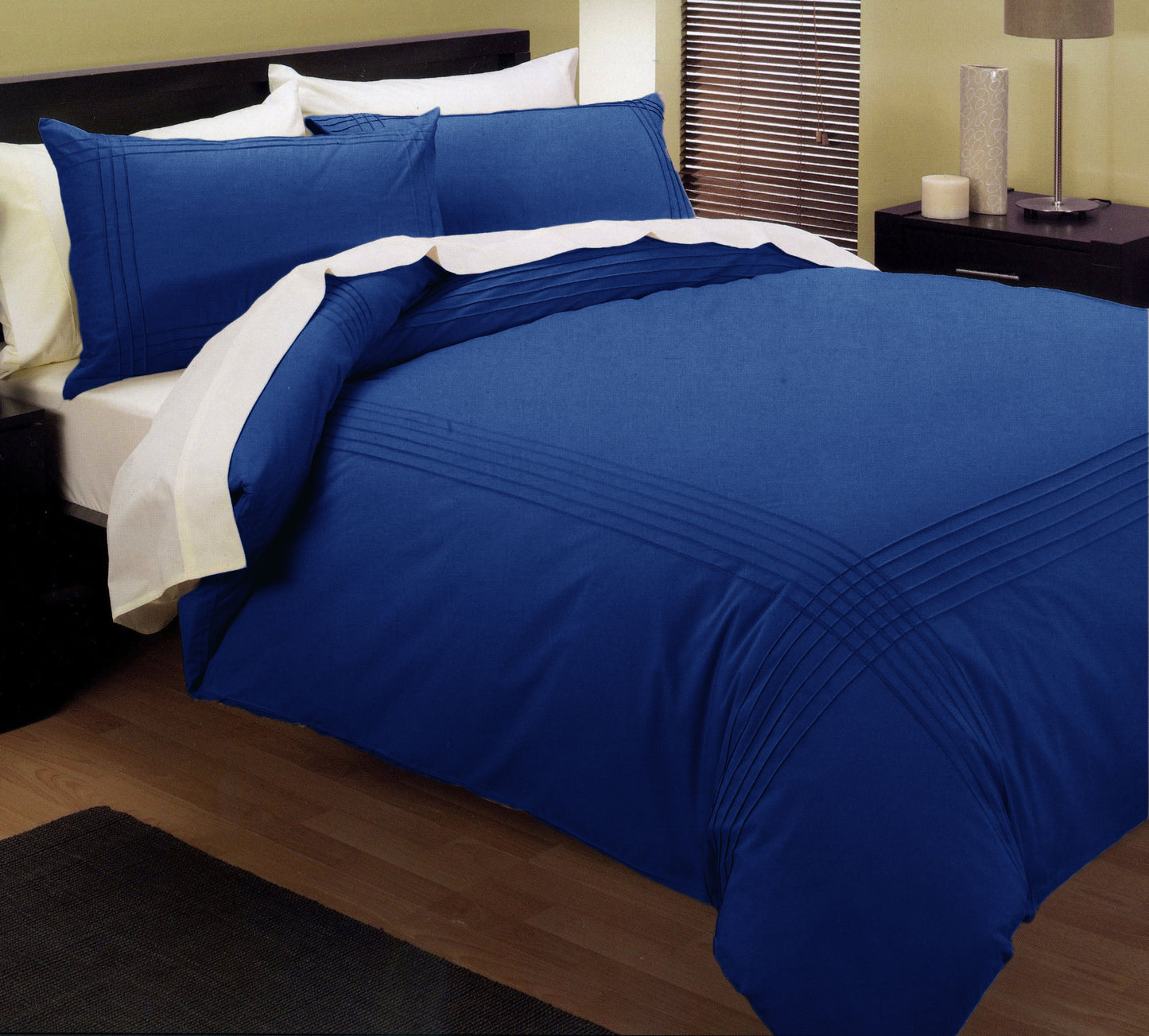 Kingtex Pintuck Quilt Cover Set Queen - Blue