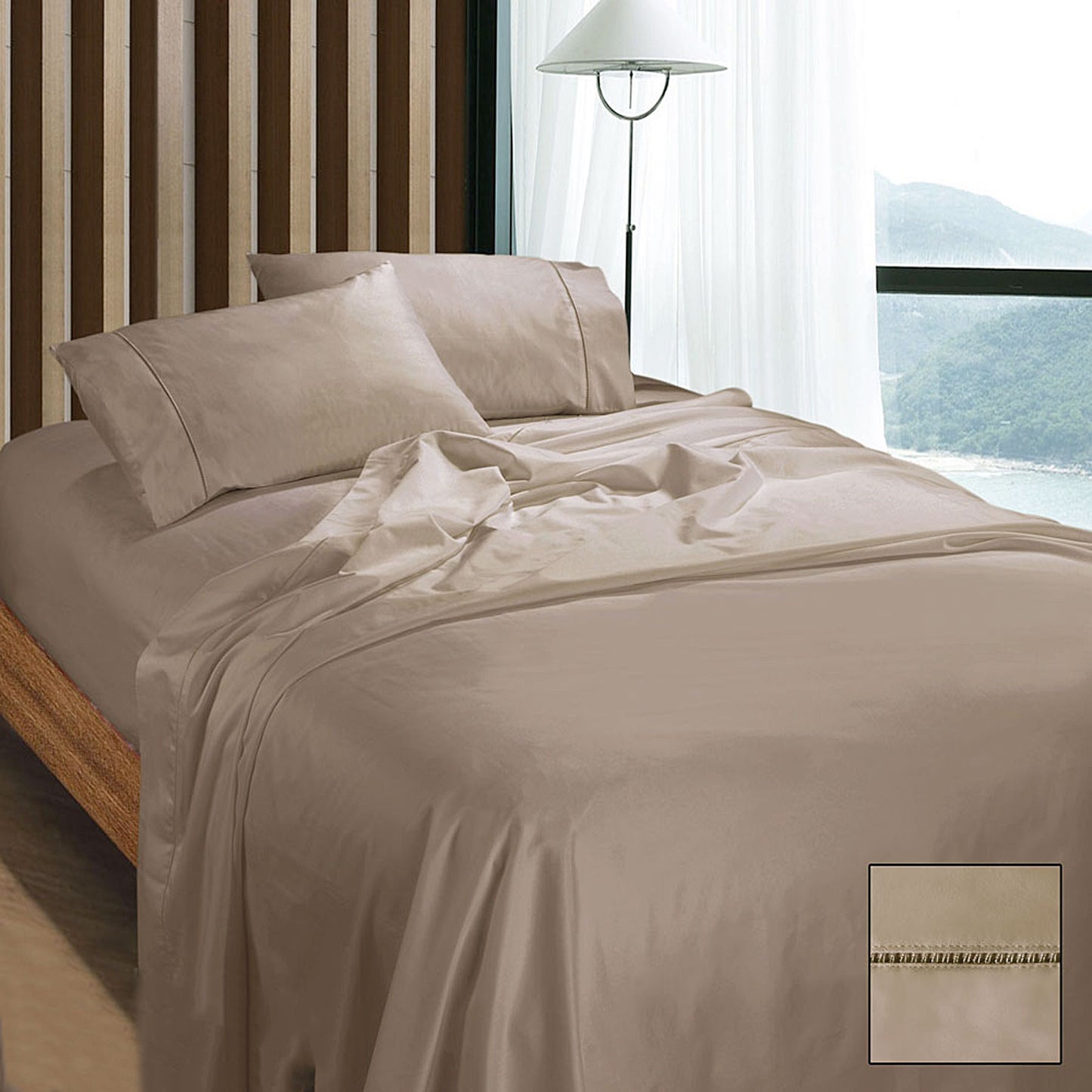 Ramesses 1100TC Egyptian Cotton Sateen Sheet Set Queen - Doeskin