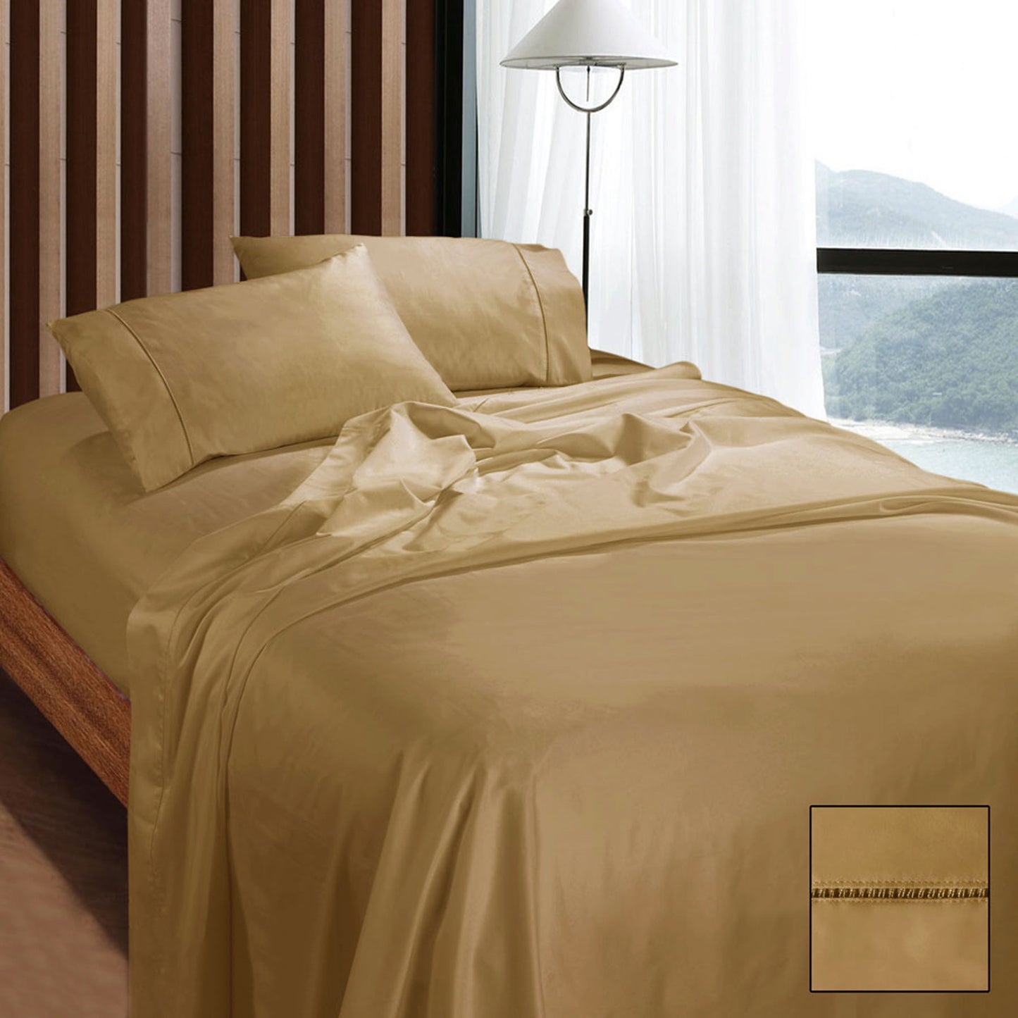 Ramesses 1100TC Egyptian Cotton Sateen Sheet Set King - Latte