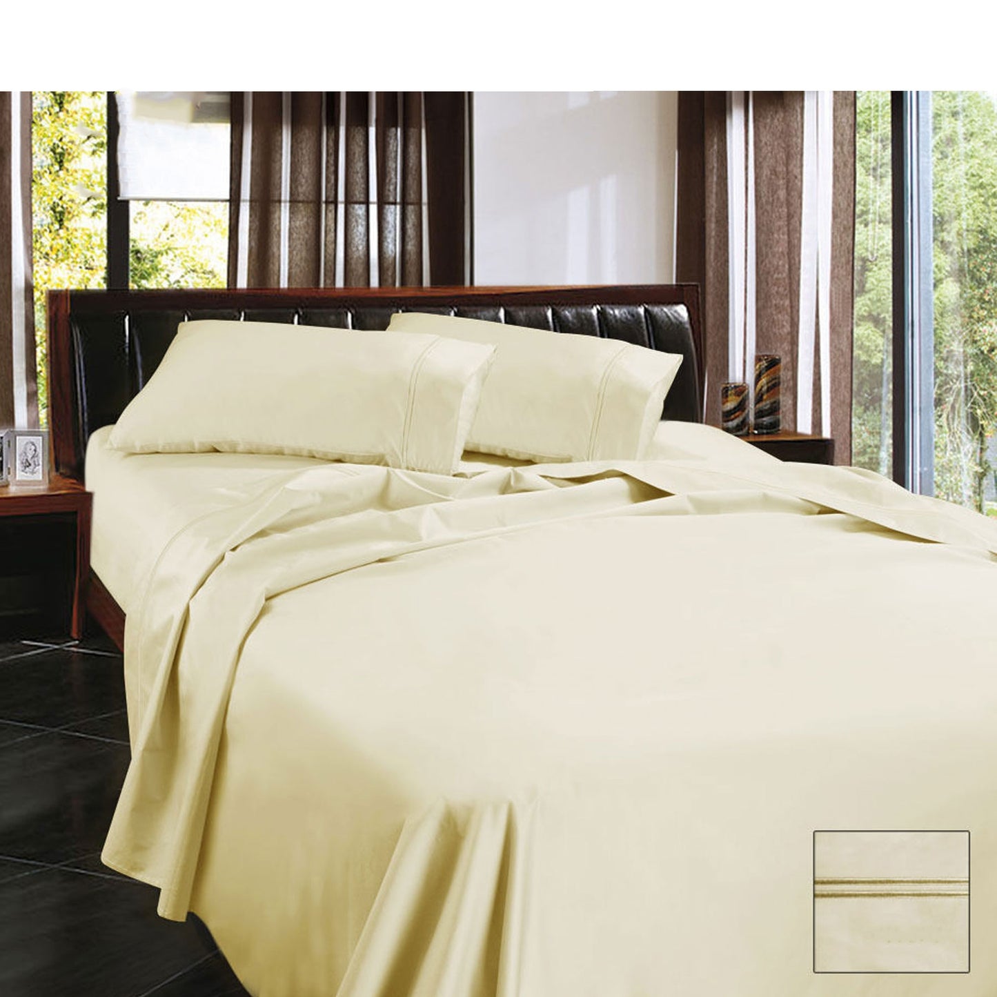 Egyptian Cotton Sateen Sheet Set Ramesses 1450TC - Cream King