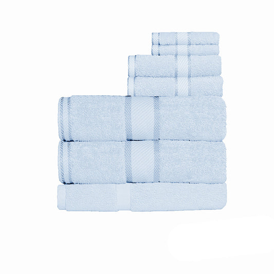 Kingtex 550gsm Cotton 7-Piece Bath Sheet Set - Baby Blue