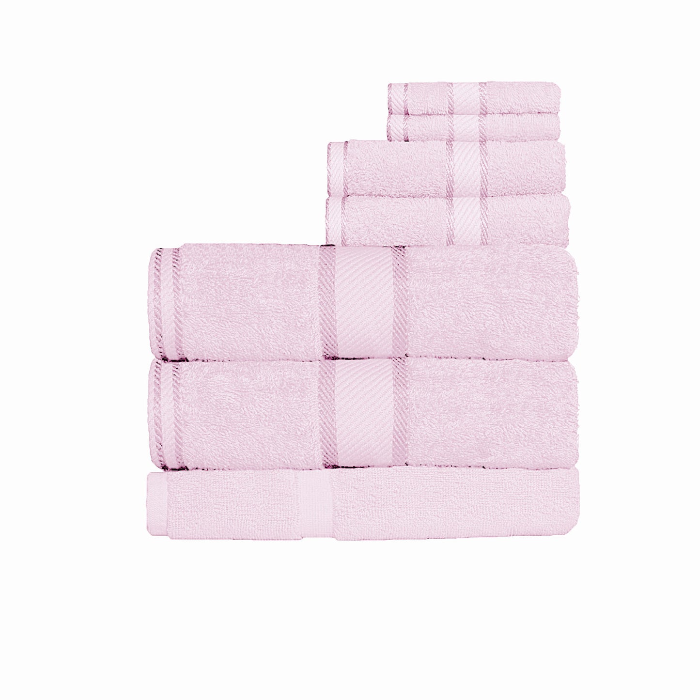 Kingtex 550gsm Cotton 7-Piece Bath Sheet Set - Baby Pink