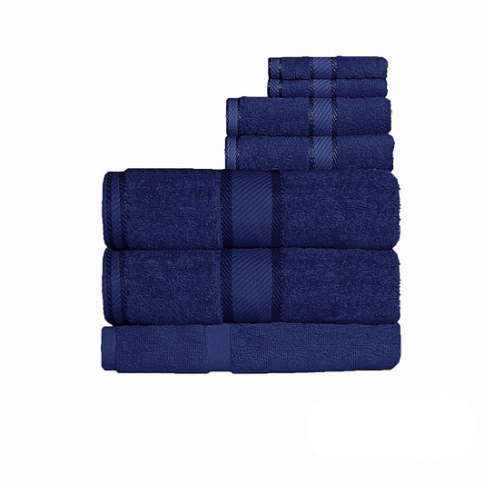 Kingtex 550gsm Cotton 7-Piece Bath Sheet Set - Navy