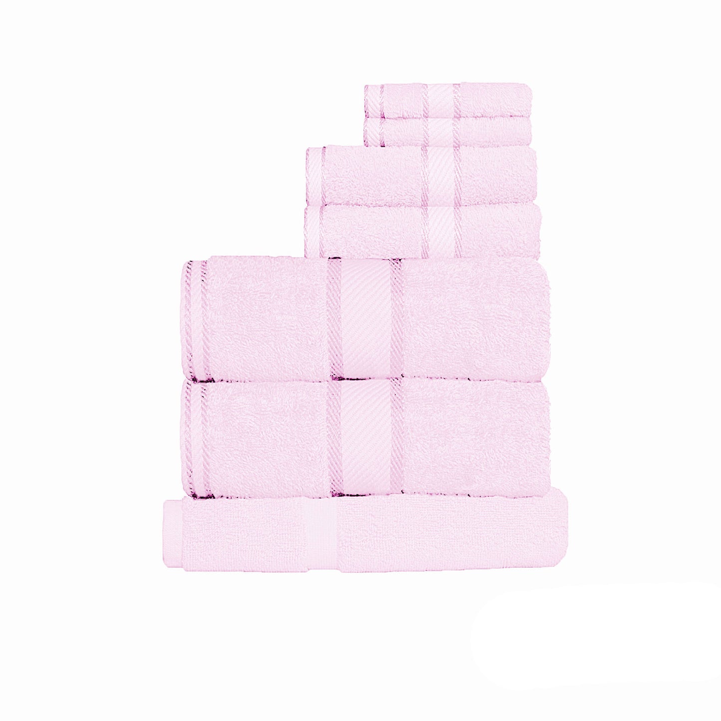 Kingtex 550gsm Cotton 7-Piece Towel Set - Baby Pink