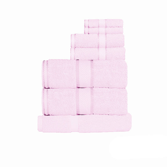 Kingtex 550gsm Cotton 7-Piece Towel Set - Baby Pink