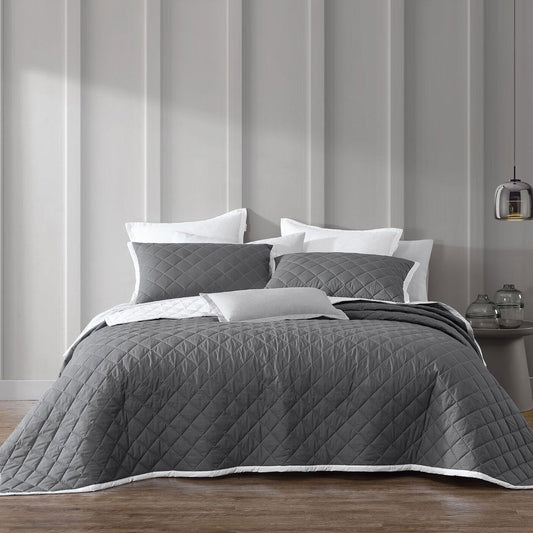 Logan and Mason Essex Charcoal Polyester Cotton Bedspread King